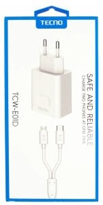 Çift Çıkışlı Şarj Aleti Type-C ve Micro Data Kablolu TCW-E01D Beyaz