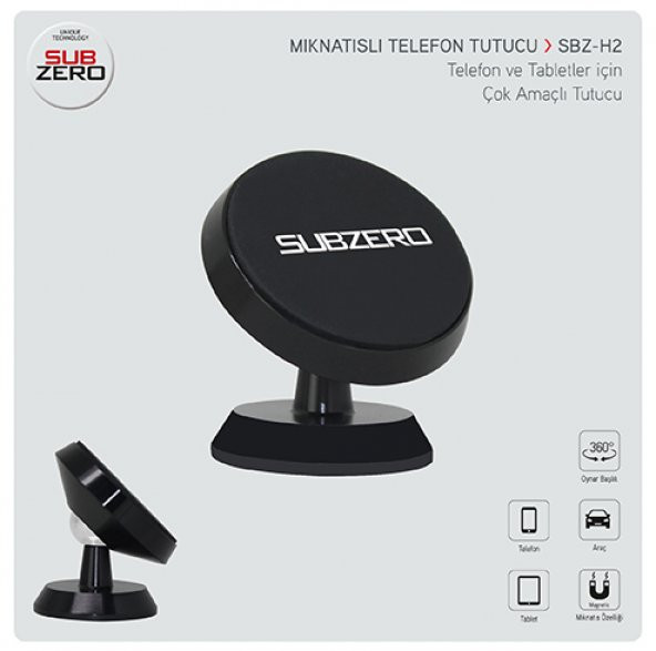 SUBZERO MIKNATISLI ARAÇ TUTUCU HOLDER SBZ-H2 Siyah