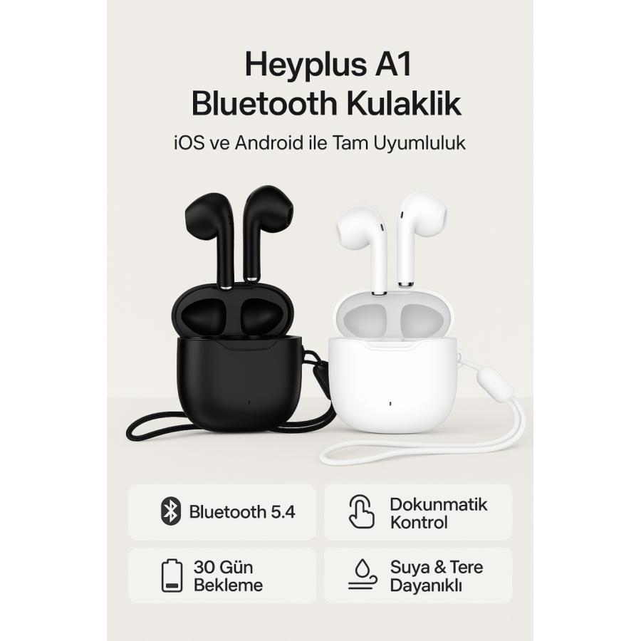 HEYPLUS HEYPLUS A1 BLUETOOTH 5.4 KULAKİÇİ KULAKLIK WHITE (BEYAZ)