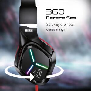 Blitz 7.1 Surround Ses Oyun Kulaklığı Kırmızı