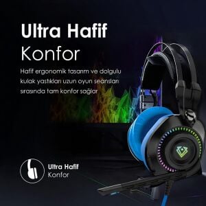 Bogota Yüksek Çözünürlüklü GameCommand™ Kulak Üstü Oyun Kulaklığı Mavi