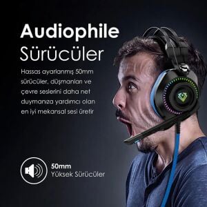 Bogota Yüksek Çözünürlüklü GameCommand™ Kulak Üstü Oyun Kulaklığı Mavi