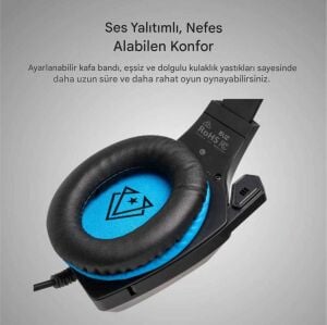 Denali Yüksek Kaliteli Çevresel Ses Oyun Kulaklığı Mavi