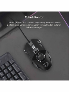 Cobalt Oyuncu Mouseu Yüksek Doğrulukta Gecikmesiz Kablolu 3200 Dpı Siyah