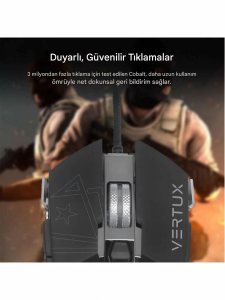 Cobalt Oyuncu Mouseu Yüksek Doğrulukta Gecikmesiz Kablolu 3200 Dpı Siyah