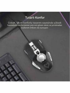 Cobalt Oyuncu Mouseu Yüksek Doğrulukta Gecikmesiz Kablolu 3200 Dpı Gri