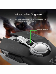 Cobalt Oyuncu Mouseu Yüksek Doğrulukta Gecikmesiz Kablolu 3200 Dpı Gri