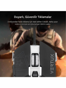 Cobalt Oyuncu Mouseu Yüksek Doğrulukta Gecikmesiz Kablolu 3200 Dpı Gri