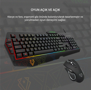 Vendetta Programlanabilir Makro Tuşlarına Sahip Ergonomik Oyun Klavyesi ve Faresi