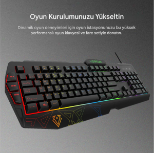 Vendetta Programlanabilir Makro Tuşlarına Sahip Ergonomik Oyun Klavyesi ve Faresi