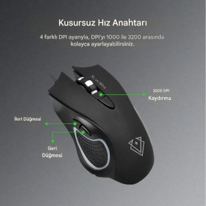 Vendetta Programlanabilir Makro Tuşlarına Sahip Ergonomik Oyun Klavyesi ve Faresi