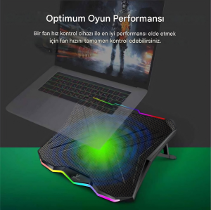 Glare Gökkuşağı LED Işıklı Sessiz Soğutma Özellikli Dizüstü Bilgisayar Standı