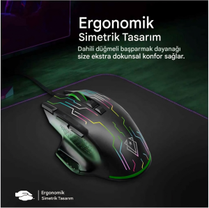 Kryptonite Üstün Hızlı Performanslı Kablolu Oyun Faresi Siyah