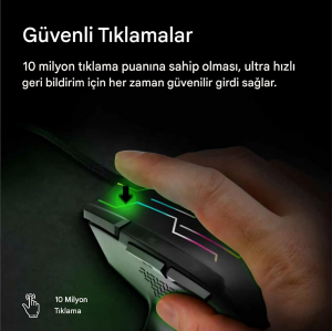 Kryptonite Üstün Hızlı Performanslı Kablolu Oyun Faresi Siyah