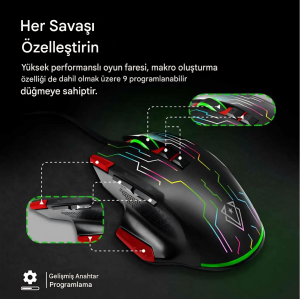 Kryptonite Üstün Hızlı Performanslı Kablolu Oyun Faresi Kırmızı