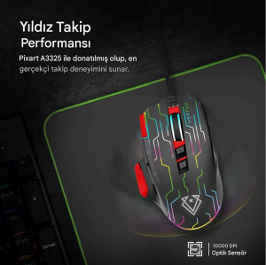 Kryptonite Üstün Hızlı Performanslı Kablolu Oyun Faresi Kırmızı