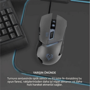 Dominator Hızlı Tepki Veren Ergonomik Oyun Faresi Gri